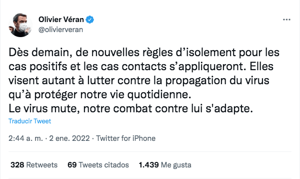 tuit-olivier-veran-ministro-sanidad-francia