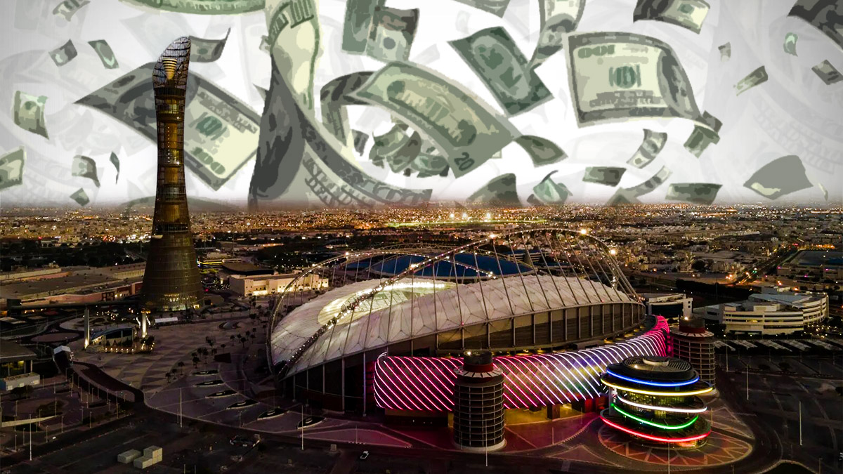 Dinero sobre la ciudad de qatar