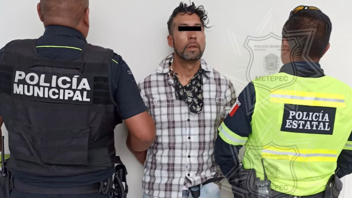 Dos policías de espalda con el detenido