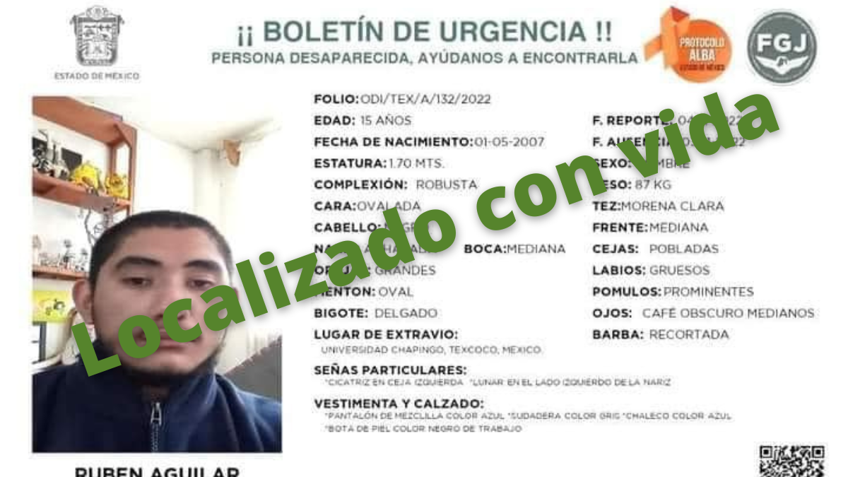 Estudiante desaparecido localizado con vida