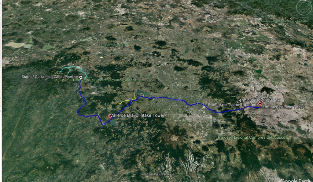 Trazo del sistema Cutzamala desde Michoacán a la CDMX