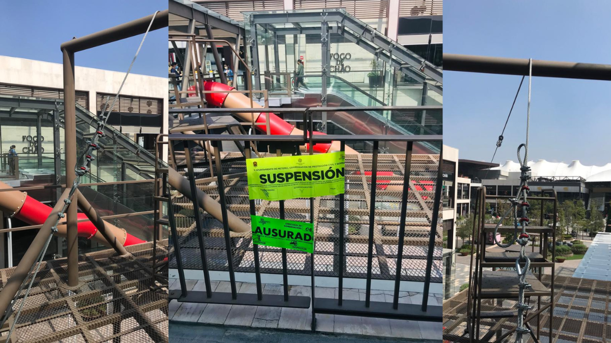Suspensión de tirolesa en el centro comercial Townsquare Metepec