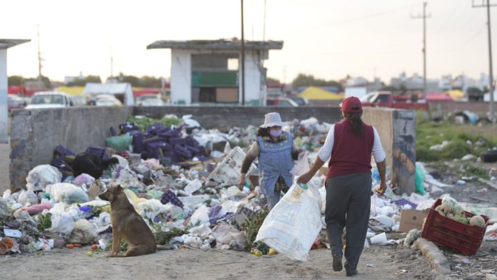 Claudia recolectando basura