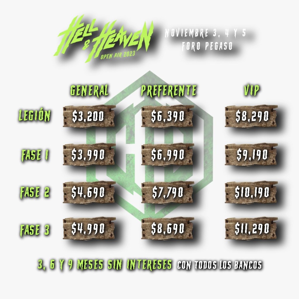 Precios de los boletos del Hell and Heaven