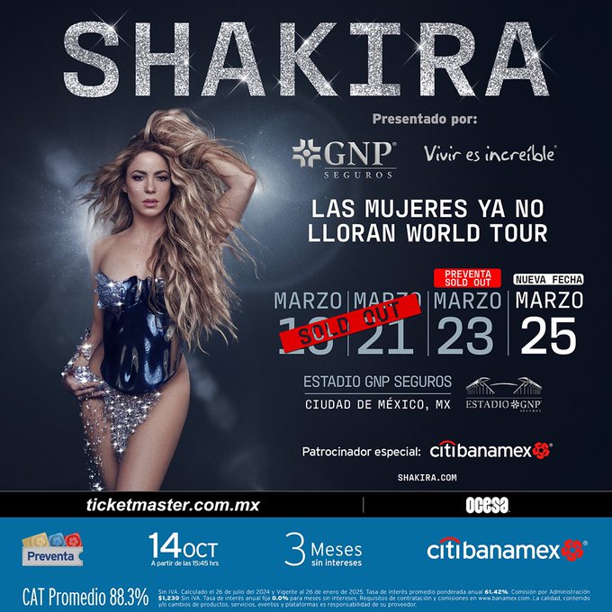 Shakira conciertos CDMX