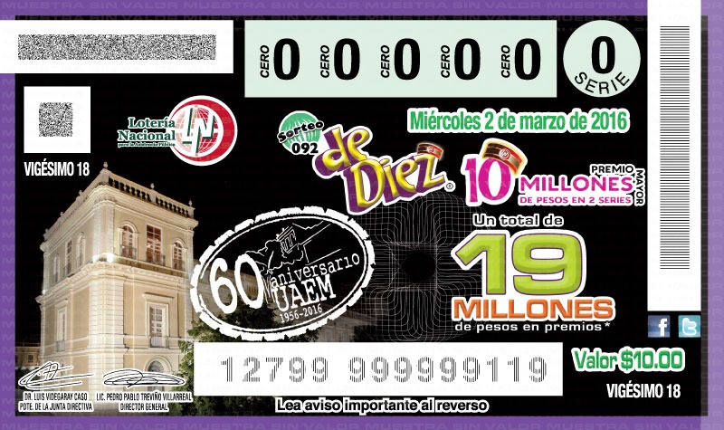 billetes especiales lotería Edomex