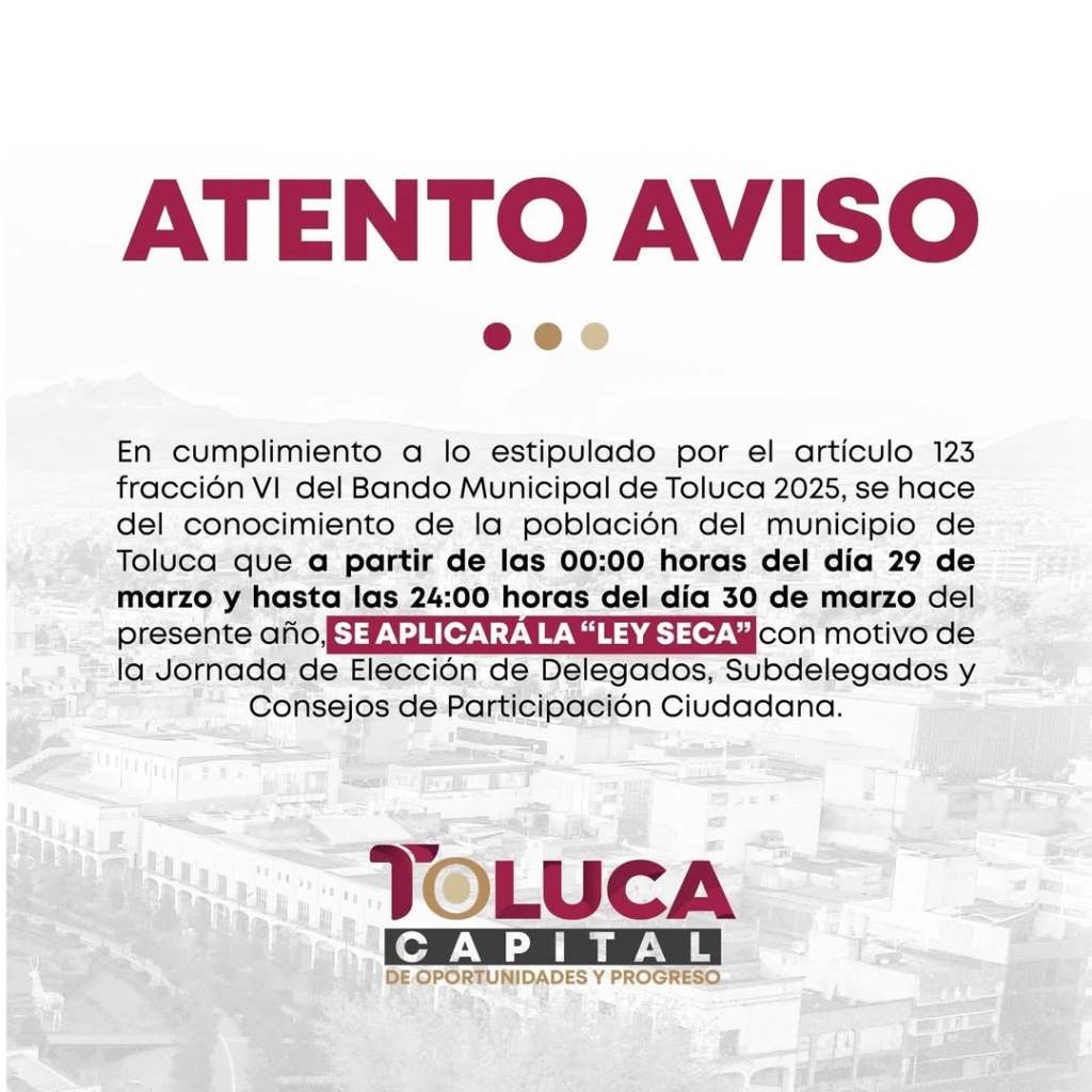 Ley Seca en Toluca