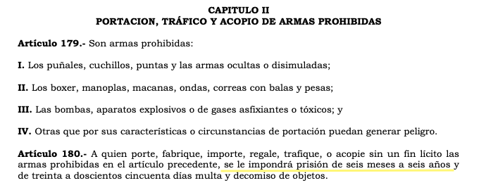 Artículo 179 y 180 del Código Penal del Estado de México.