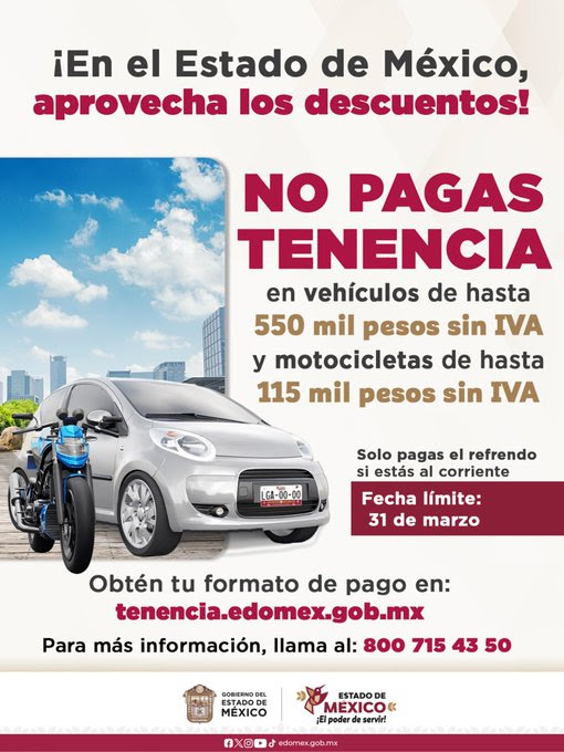 Flyer pago tenencia Edomex
