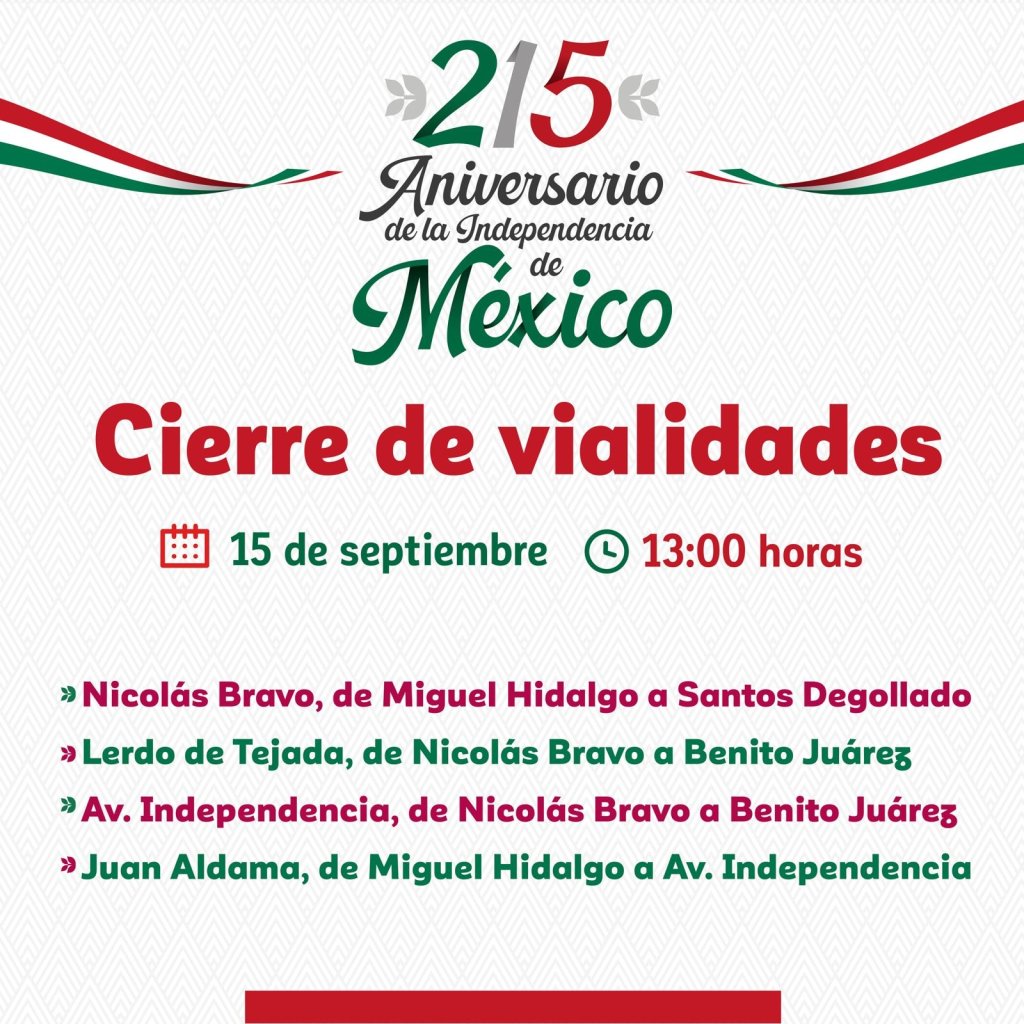 Calles estarán cerradas en Toluca