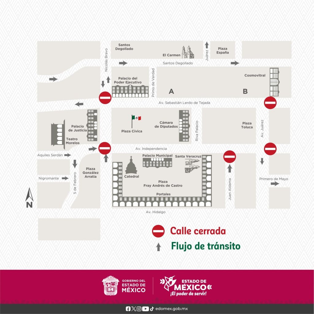 Calles estarán cerradas en Toluca
