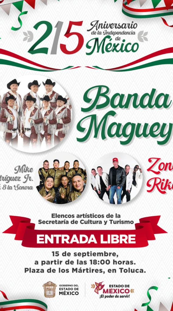 artistas 15 de septiembre Edomex