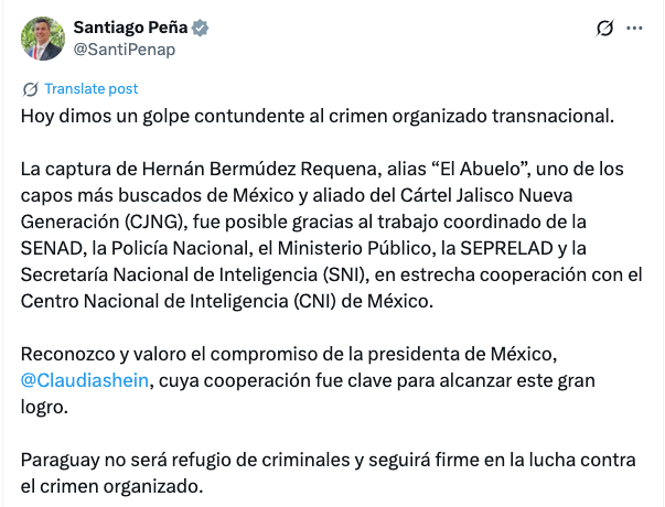 Hernán “N”, exsecretario de Seguridad de Tabasco y presunto líder de La Barredora, fue detenido en Paraguay en un operativo internacional.