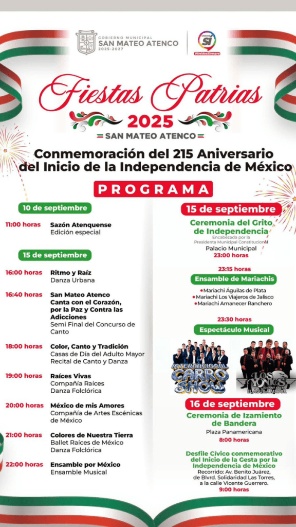 artistas 15 de septiembre Edomex