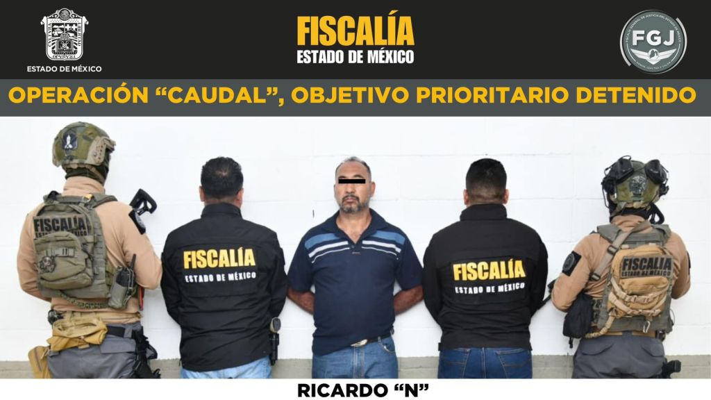 Detención de Ricardo 'N' por la Fiscalía del Estado de México durante la Operación Caudal, relacionado con la venta ilegal de agua.