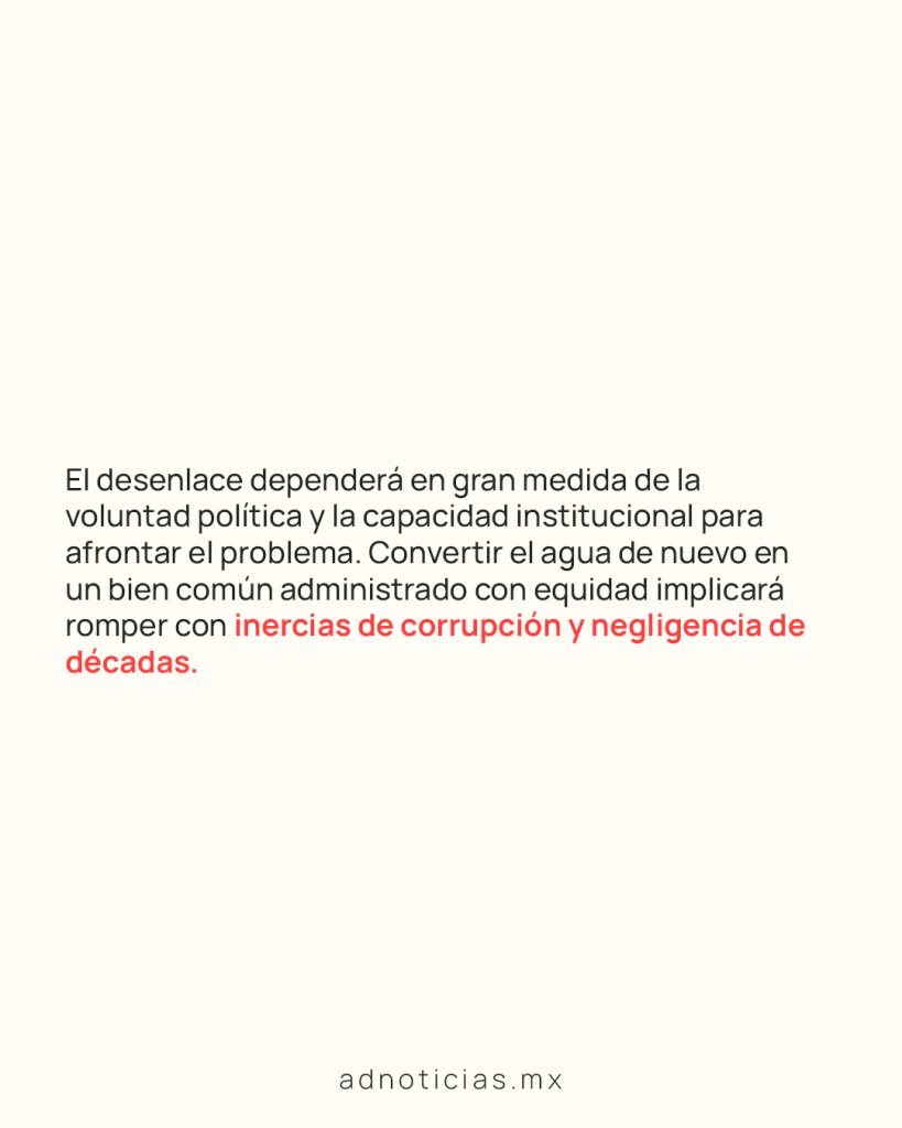 Texto sobre la importancia de la voluntad política y la capacidad institucional para resolver la crisis del agua en el Estado de México.