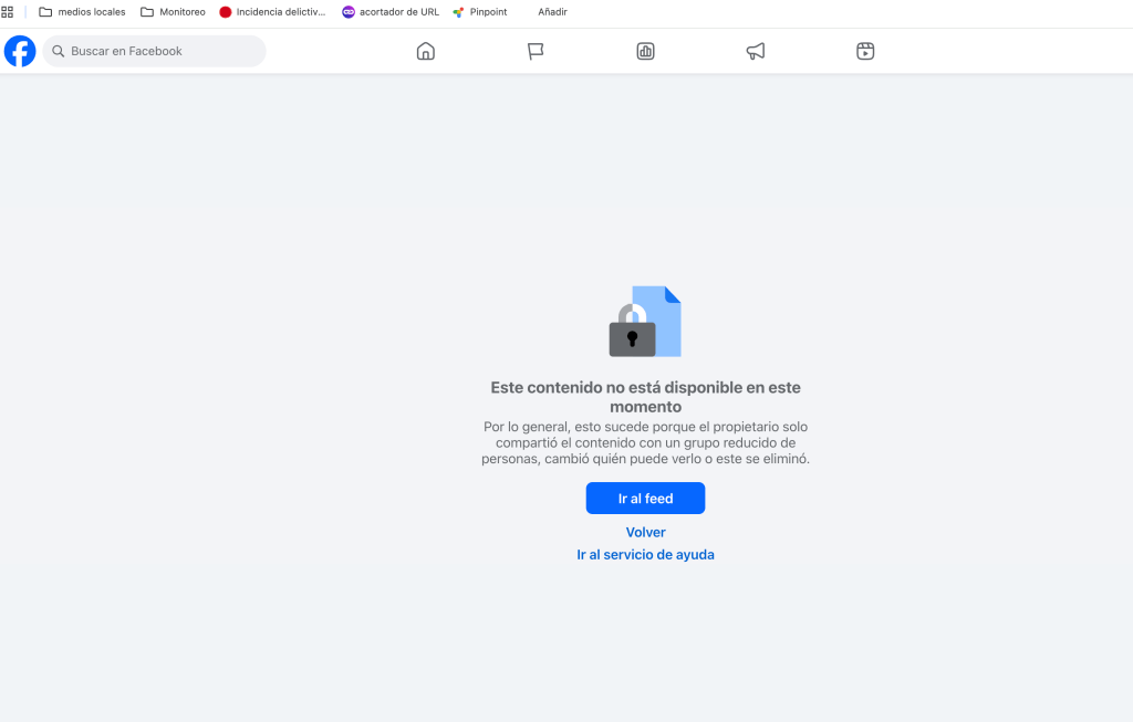 Facebook error message indicating content is not available at the moment due to privacy restrictions.