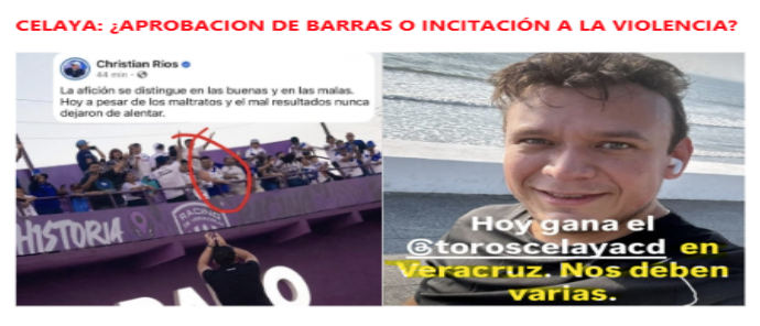 Collage featuring a social media post by Christian Rios about fan behavior at a sports event, and a selfie of Rios by the beach promoting his team, with text mentioning a recent game.