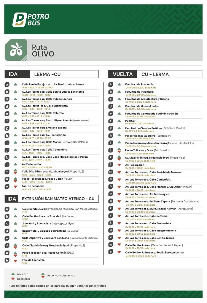 horarios y ruta potrobús 2026