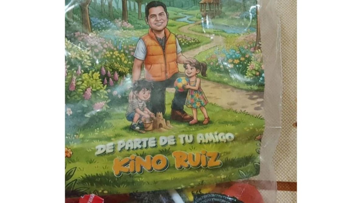 An illustrated scene depicting a man and two children in a colorful garden, with flowers and a pathway, where they are engaging in playful activities.
